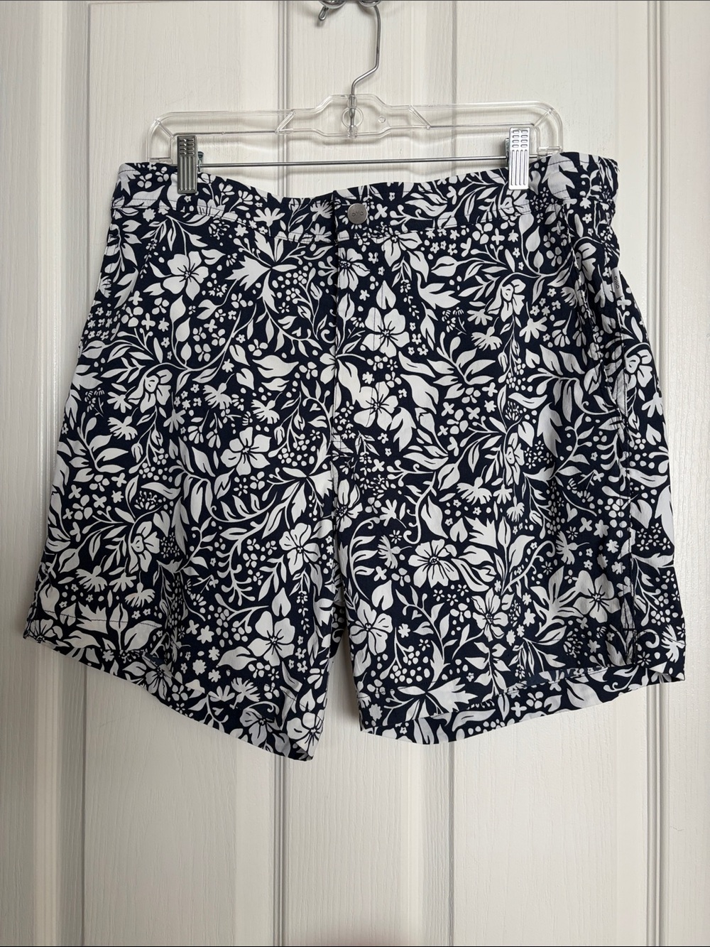 Onia Navy and White Floral Hybrid Shorts